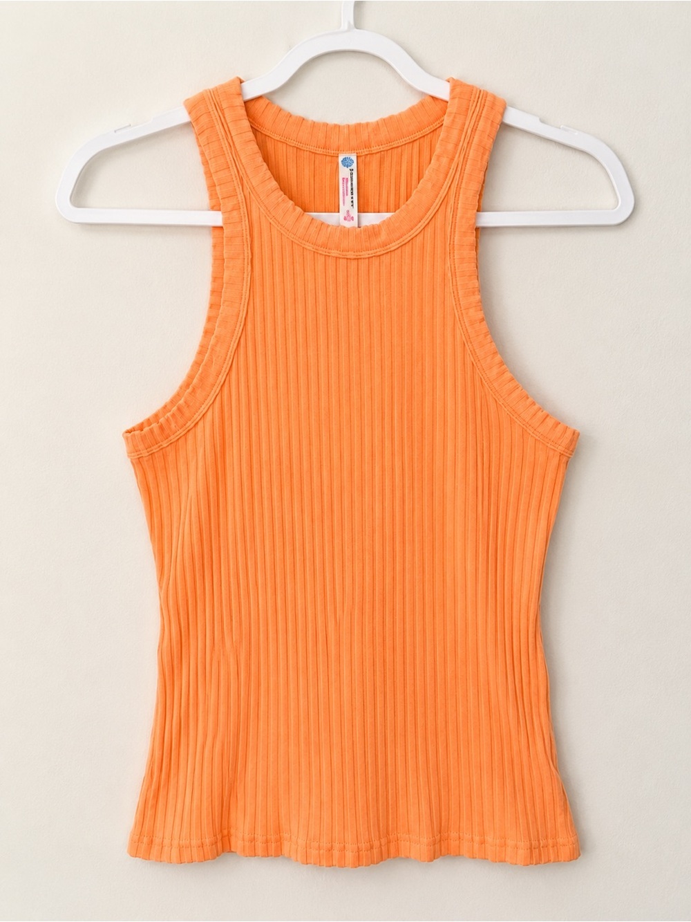FP Movement Free People Neon Peach Ribbed High Neck Tank Top Womens Size Medium